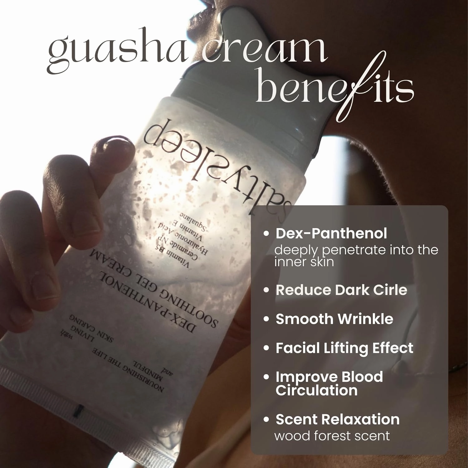 Cream w. Guasha - Dex-Panthenol Soothing Gel Cream, 3.38fl/3.38oz Hydrating Face Moisturizer, Korean Skincare for All Skin Types