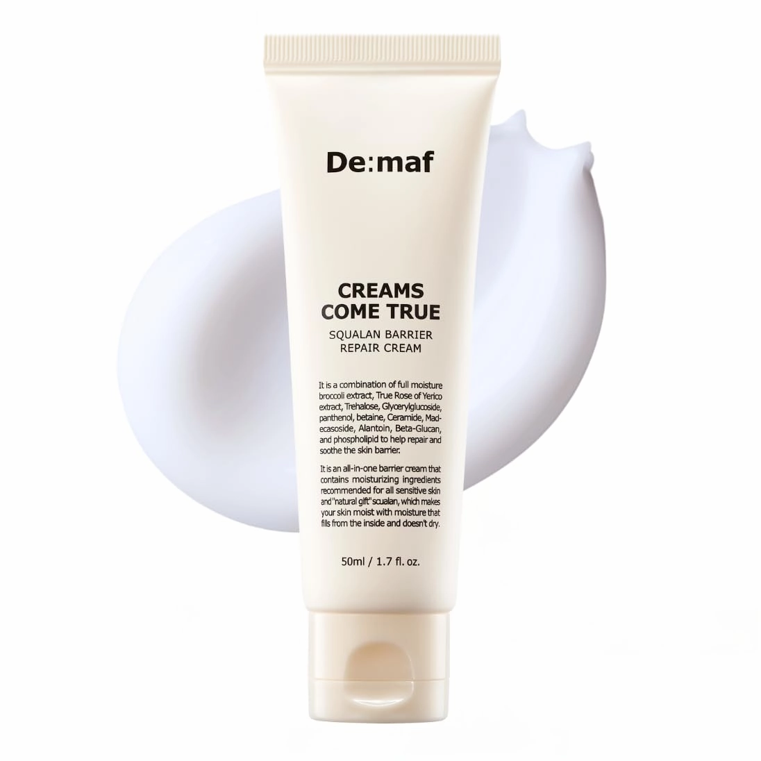 Creams Come True Squalane Barrier Repair Cream | Korean Face Moisturizer with Squalane Oil, Ceramides & Panthenol | K Beauty Skincare for Glass Skin (1.7 fl oz)