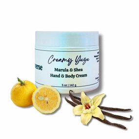 Creamy Yuzu Luxury Hand & Body Cream with Marula Oil, Shea Butter - Hydrating Natural Moisturizer (Multiple Sizes) (5 oz, Yuzu citrus, Gardenia, Cinnamon, Vanilla, Sandalwood)