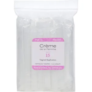 Creme de la Femme Vaginal Suppository Applicators - 15 Pack - Thin Feminine Moisturizer Cream Suppositories - Individually-Wrapped Single-Use Disposable Applicators - Slim Soft-Tipped Lubricant Tubes