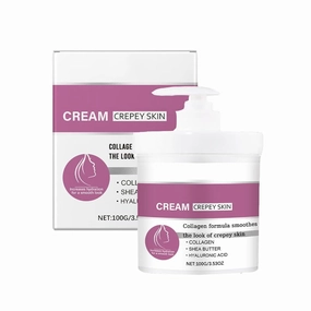 Crepey Skin Cream Wrinkle Smoothing Cream With Collagen, Hyaluronic Acid Hydrating Smoothing Serum, Improves Elasticity Pumps Saggy Skin for Body, Neck, Hands, Face, 100g (1pcs)