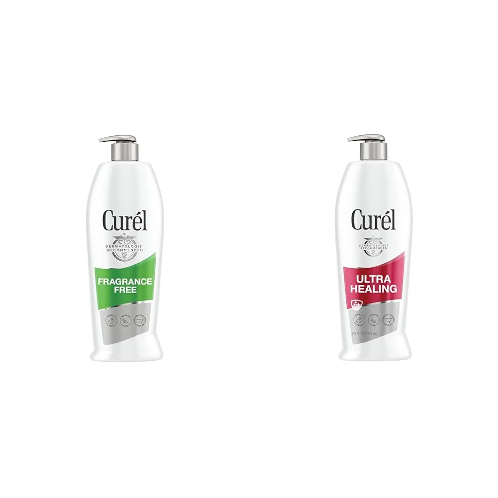 Curel Fragrance Free Comforting Body Lotion, Unscented Dry Skin Moisturizer for Sensitive Skin & Ultra Healing Lotion, Hand and Body Moisturizer for Extra Dry Skin