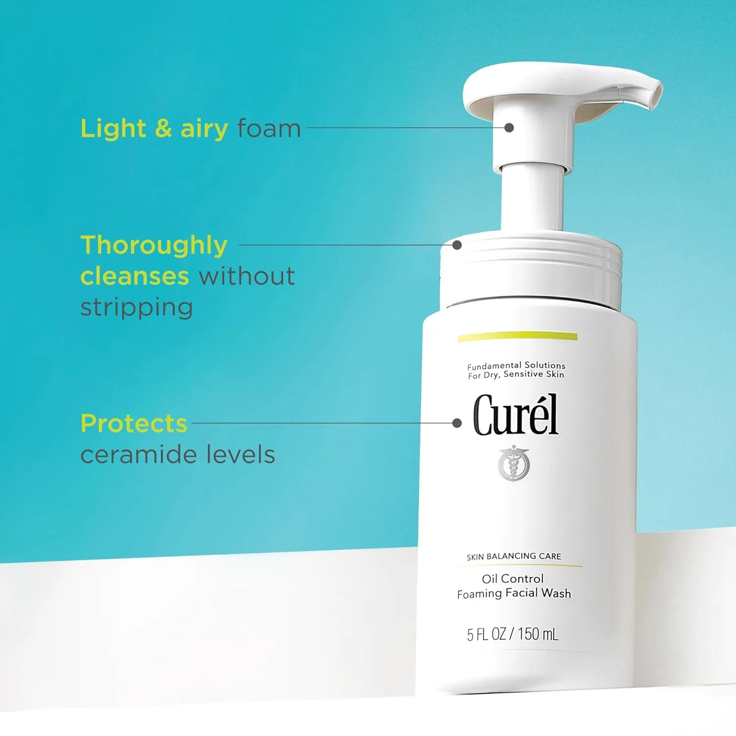 Curel Oil Control Japanese Skin Care, Foaming Face Wash For Dry, Sensitive Skin, Gentle Face Wash for Women and Men, 5 Oz