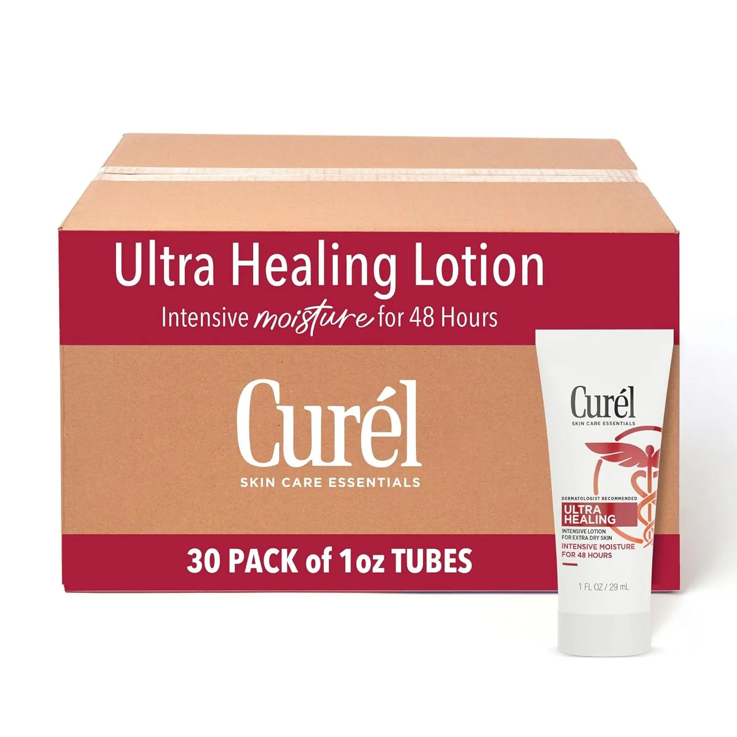 Curel Ultra Healing Intensive Fragrance-Free Lotion For Extra-Dry Skin, Dermatologist Recommended, Ideal for Sensitive Skin, Cruelty Free, Paraben Free, 1 Oz, Pack of 30