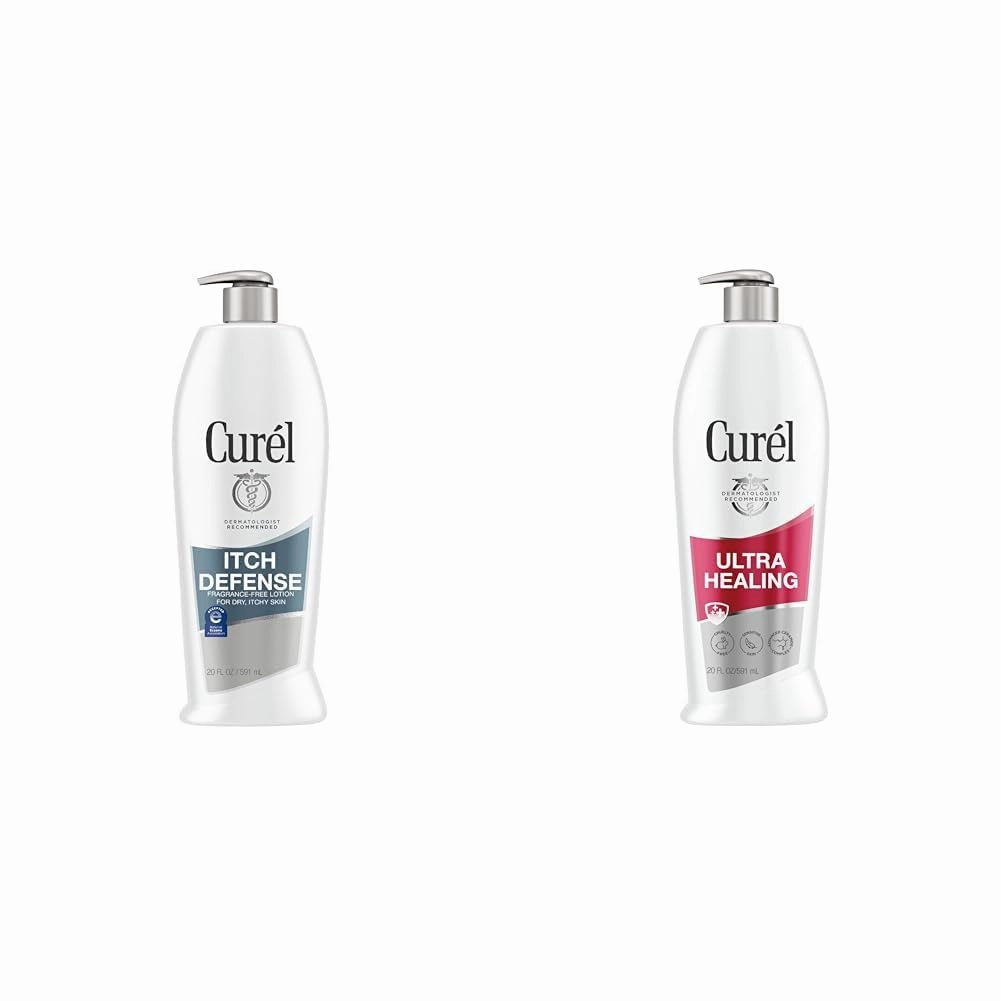 Curel Itch Defense Calming Body Lotion & Ultra Healing Lotion, Hand and Body Moisturizer for Extra Dry Skin, with Advanced Ceramide Complex and Hydrating Agents, for Tight Skin, 20 Ounces
