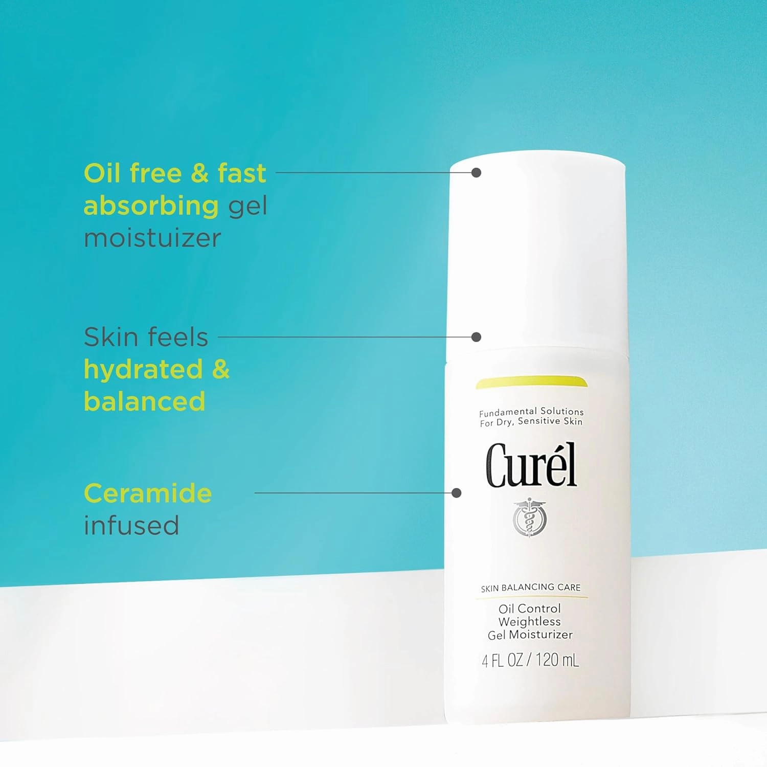 Curel Oil Control Japanese Skin Care, Weightless Gel Moisturizer for Dry, Sensitive Skin, Gel Moisturizer for Face, Fragrance Free, 4 Oz