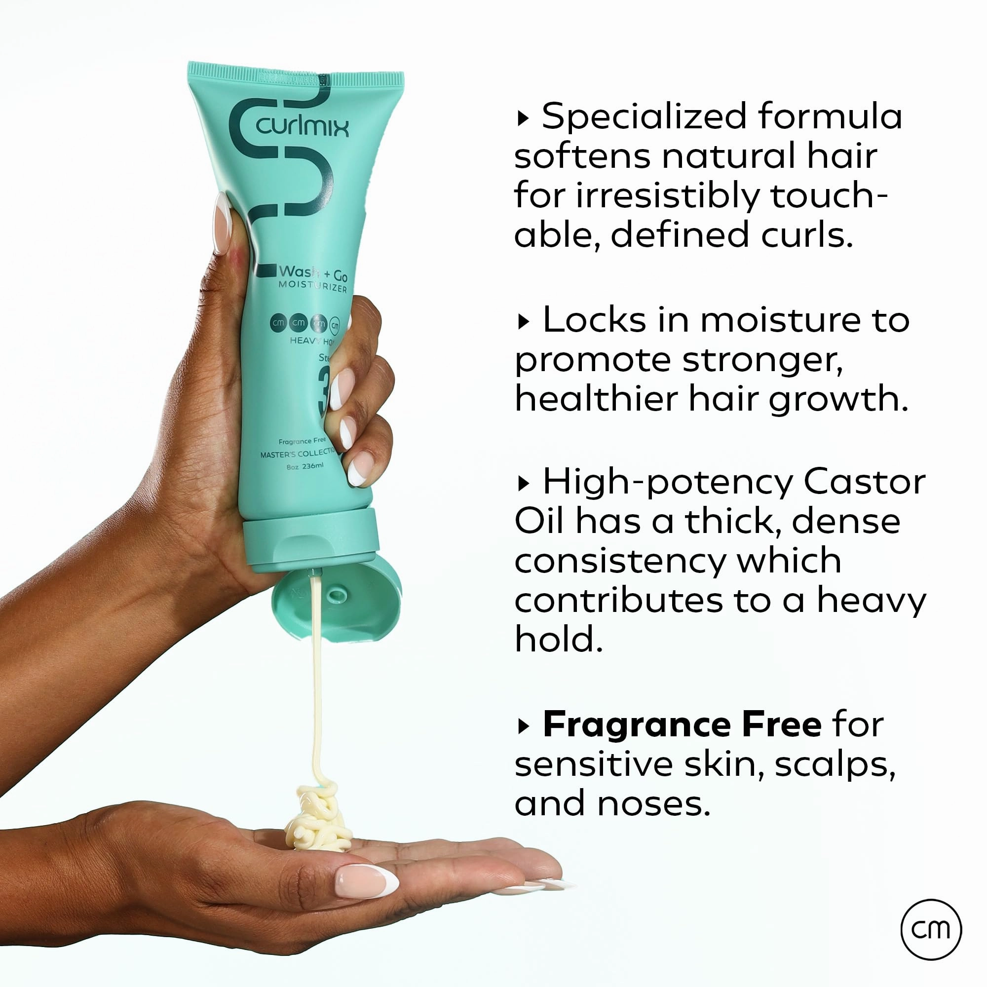CurlMix Moisturizer for Curly Hair - Travel Size Sample 3.4 oz - Castor Oil Softens & Hydrates Hair - Heavy Hold - Fragrance-Free