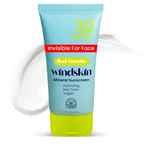 Daily Invisible Mineral Sunscreen Face SPF30 moisturizer made with zinc oxide for sensitive skin and acne prone skin, dermatologist recommended