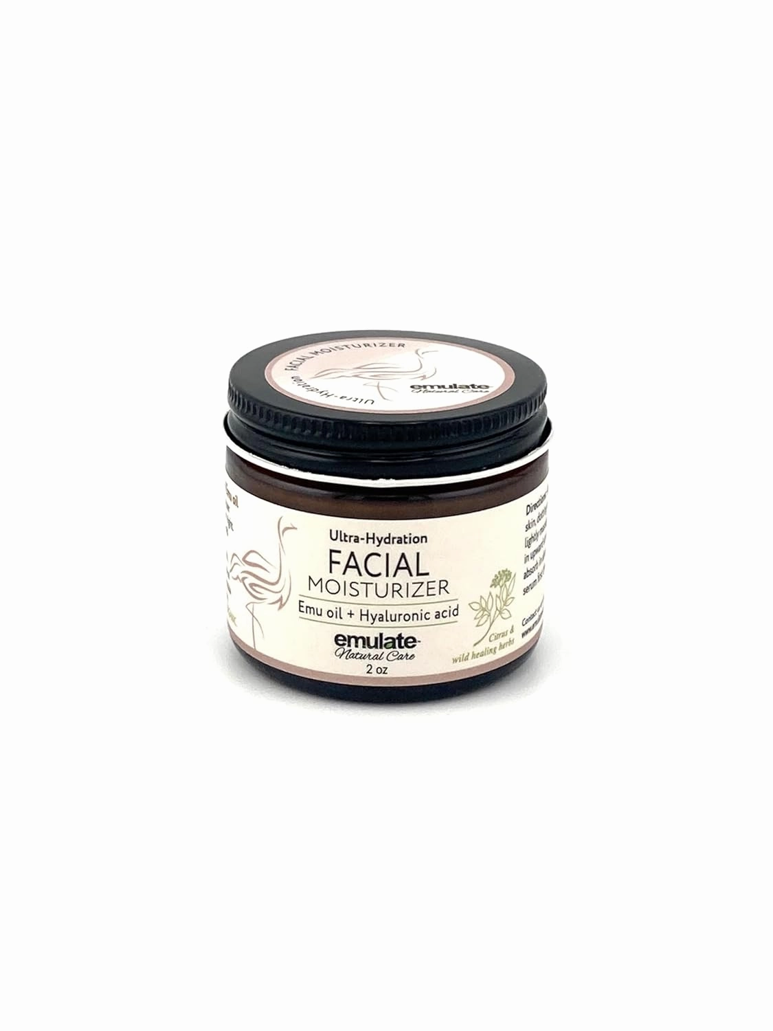 Daily Facial Moisturizer with Emu oil   Hyaluronic acid   Moringa oil - skin care for dry skin - Paraben Free Face moisturizer for aging skin cream - natural face cream (citrus essential oils) 2 oz