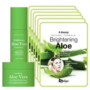 Day & Night Facial Cream Serum Moisturizing For Face Neck and Chest Cream Hydrating Deep Moisturizer Made in South Korea (Soothing Aloe Vera, Full Kit)