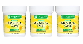 De La Cruz Arnica Salve - Foot Cream for Dry Cracked Heels and Feet - Moisturizing Hand Salve for Dried Hands - 24 Hour Moisture Foot Cream for Dry Cracked Feet and Rough Skin - 2 OZ (3 Jars)