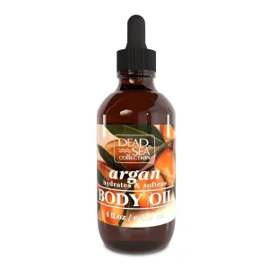 Dead Sea Collection Body Oil with Argan - Dry Skin Moisturizer and Hydrating Massage - Nourishing Bath Oil - Increase Skin Elasticity and Provide Anti-Aging Support for Face and Body (4 fl.oz)