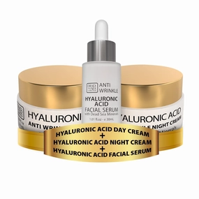 Dead Sea Collection Anti-Wrinkle Bundle Day Night - Cream   Serum for Face with Hyaluronic Acid - Anti Aging - Skin Care with Sea Minerals - Nourishing, Moisturizer, Hydrating and Smoothing Face Cream