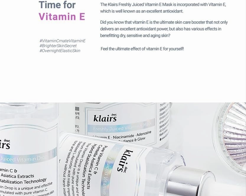 DEAR KLAIRS Freshly Juiced Vitamin E Mask | Brightening & Hydrating Sleeping Mask