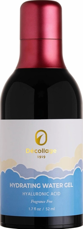 Decollage Hydrating Water Gel Travel Size Moisturizer 1.7 fl oz for Smooth and Glowing Skin with Hyaluronic Acid, Ceramide NP Fragrance Free, Oil Free, PETA Certified Vegan Skincare