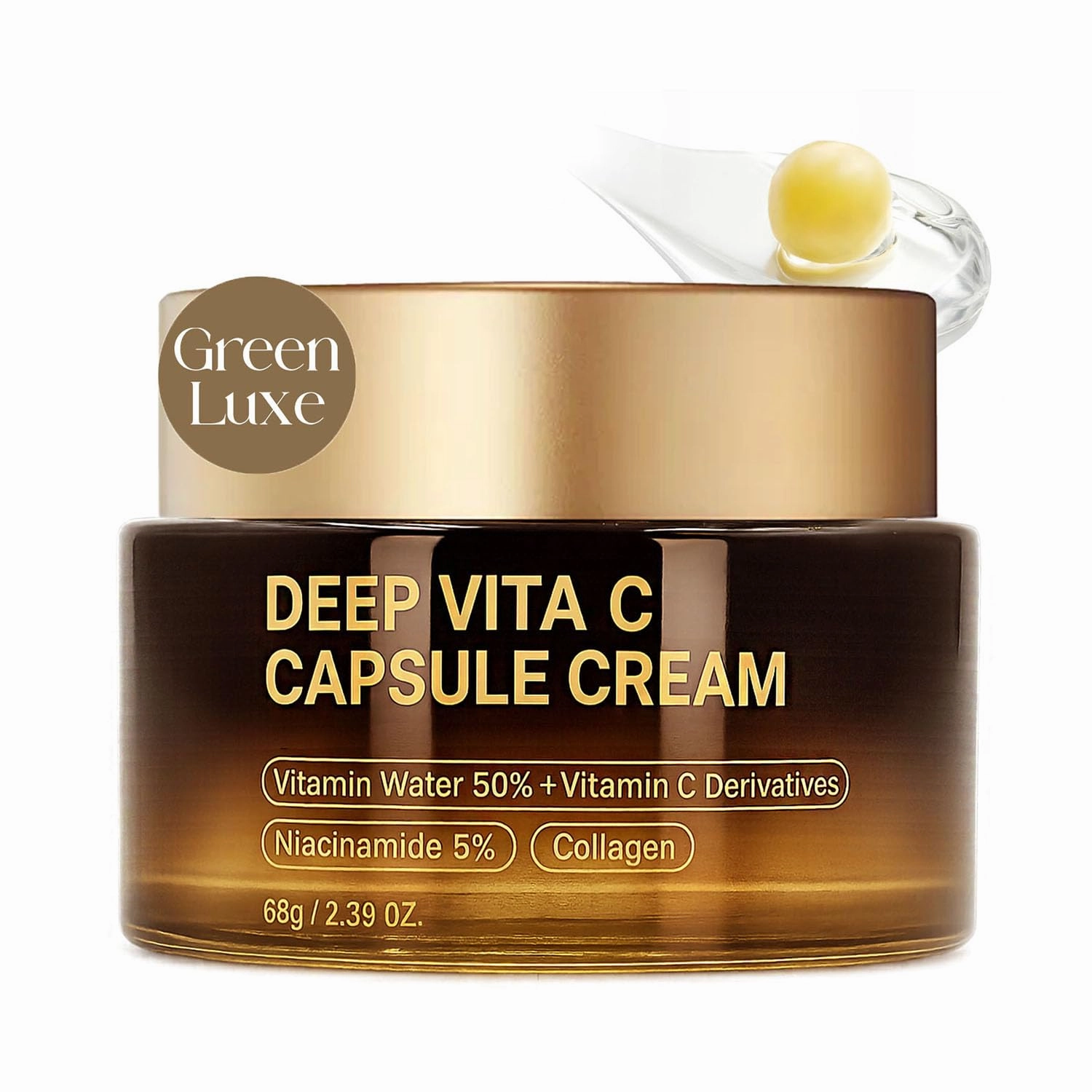Deep Vitamin C Capsule Cream - VitaC Capsule Face Moisturizer with Collagen & Niacinamide - Firming, Repairing, Hydrating Skin Care 2.39 oz