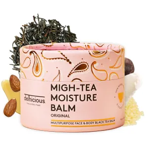 Delhicious Migh-Tea Moisture Face & Body Balm for Very Dry Skin - Nourishing Shea Butter Moisturizer - Multipurpose - Eczema Relief, Psoriasis Treatment - Natural, Vegan, Ayurveda - 140g