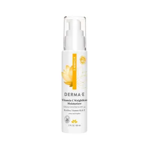 Derma E Vitamin C Weightless Moisturizer SPF 45 – Skin Brightening Face Cream with Mineral UVA/UVB Sunscreen – Hydrating Facial Moisturizer for Lines, Wrinkles and Uneven Tone, 2 Fl Oz