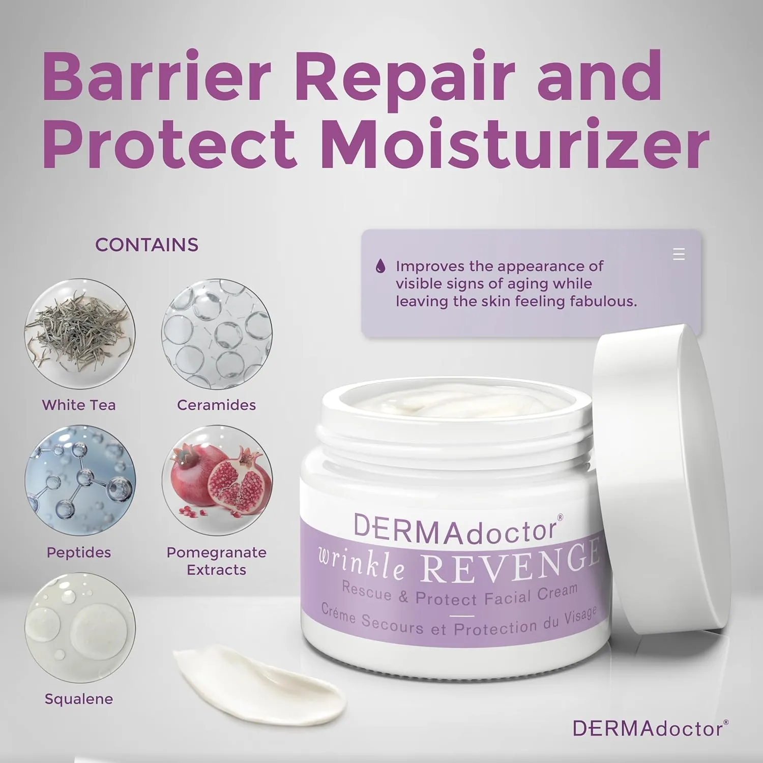 DERMAdoctor Anti-Aging Face Cream | Dermatologist Formulated Moisturizer with Squalane, Peptides & Antioxidants | Day & Night Use - 1.7 oz