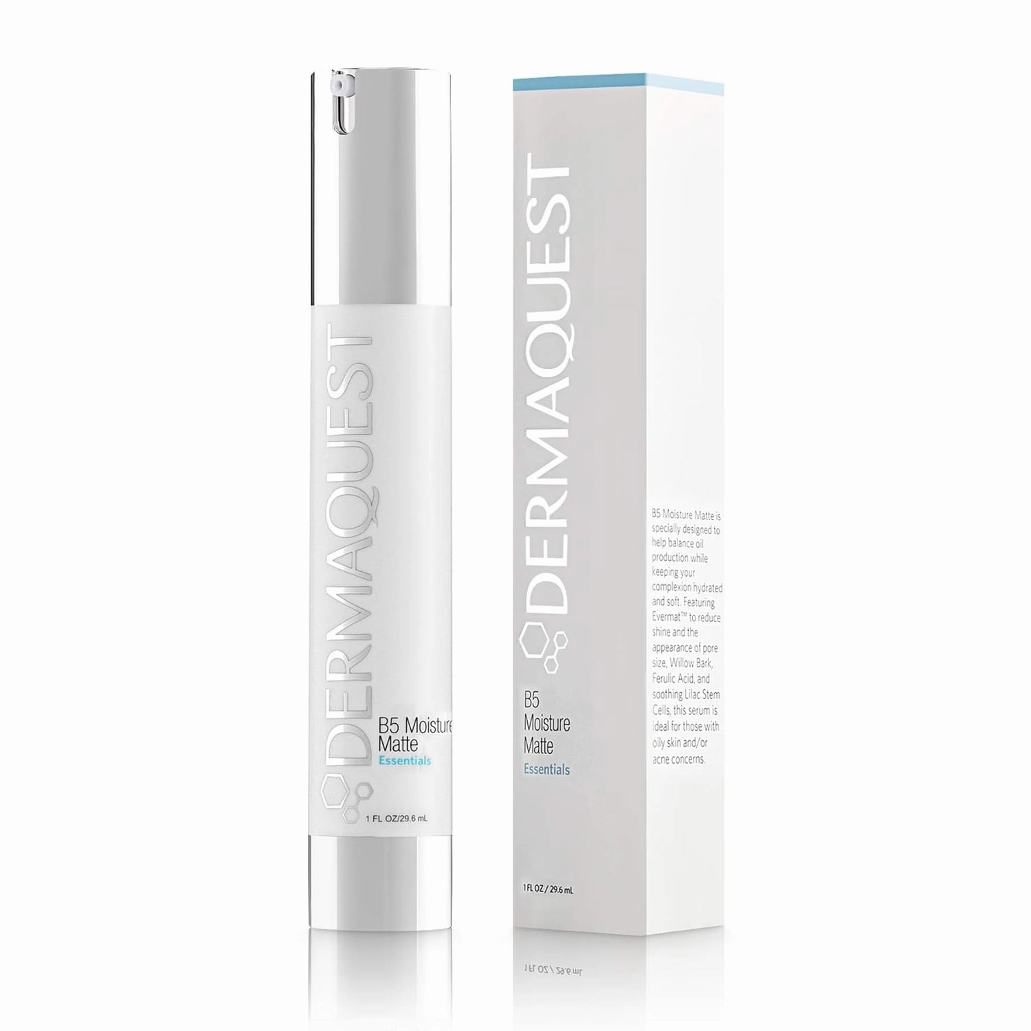 DermaQuest Essential B5 Moisture Matte - Face Moisturizer for Oily & Acne Prone Skin - 5% Hyaluronic Acid Women & Mens Moisturizer - Reduces Oil & Shine Instantly (1oz)