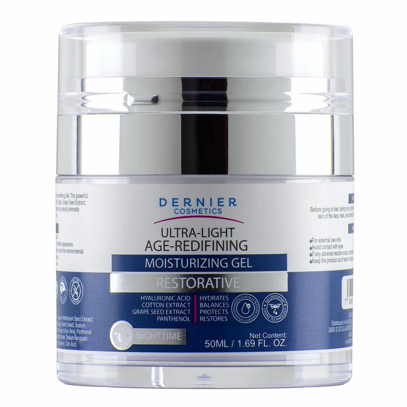 Dernier Night Moisturizer Gel for Face with Hyaluronic Acid and Pantenol – Repairing Anti-Aging Treatment Smooths Fines Lines and Wrinkles, Moisturizes Balances Protects and Repairs (1.7 fl Oz)