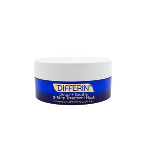 Differin Clay Face Mask, Detox and Soothe 2 Step Treatment Clay Mask by the makers of Differin Gel, Gentle Skin Care for Acne Prone Sensitive Skin, 1.75 oz