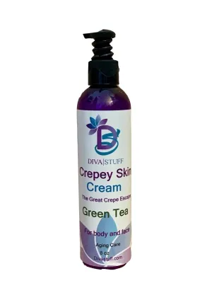 Diva Stuff Crepey Skin Body & Face Cream with Hyaluronic Acid, Alpha Hydroxy and more for Dry & Damaged Skin, 8oz – Green Tea Scent (Made in the USA)