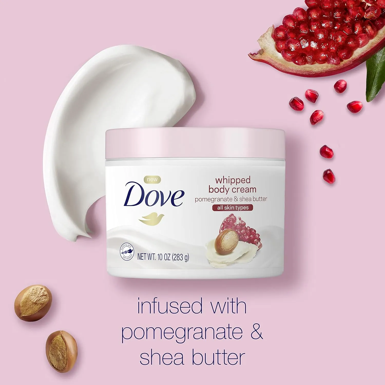 Dove Whipped Body Cream Dry Skin Moisturizer Pomegranate and Shea Butter Nourishes Skin Deeply 10 oz 3 Count