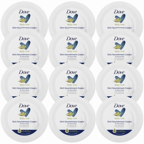 Dove Body Love Rich Nourishment Cream, Face, Hand & Body Lotion for Extremely Dry Skin, Fast-Absorbing 72-Hour Moisturizing Cream with Ceramide Serum, 5.07 Fl Oz (Pack of 12)