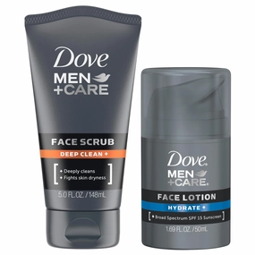 Dove Men  Care Bundle – Men’s Face Lotion, Hydrate  SPF 15 & Face Scrub, Deep Clean  Moisturizer (2 Piece Set)