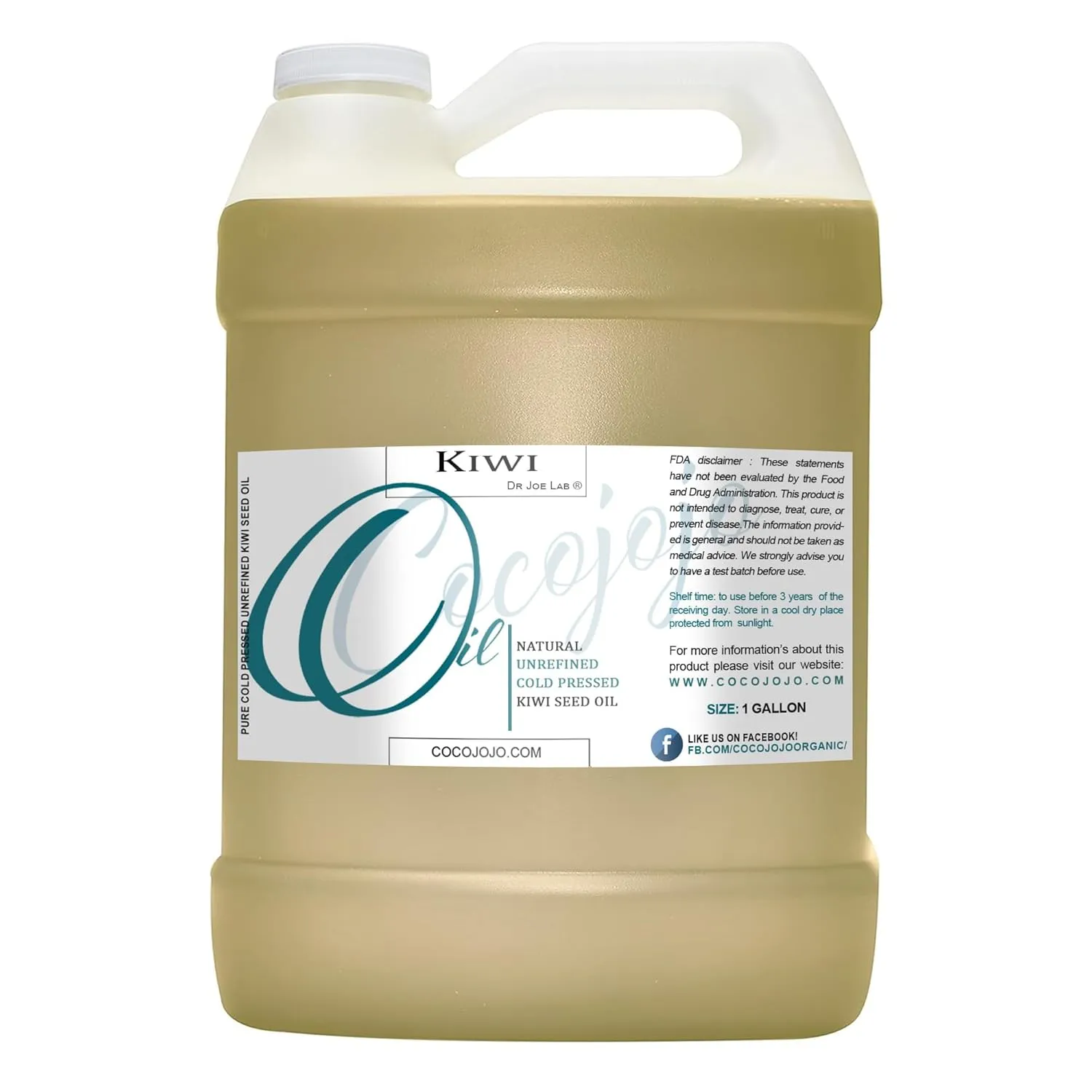 Dr Joe Lab Kiwi Seed Oil 128 oz Pure Natural Cold Pressed Unrefined Extra Virgin Kiwi Oil 1 Gallon - for Hair Skin Body Nail and Beard - Moisturizing, Soothing, Hydrating, & Nourishing