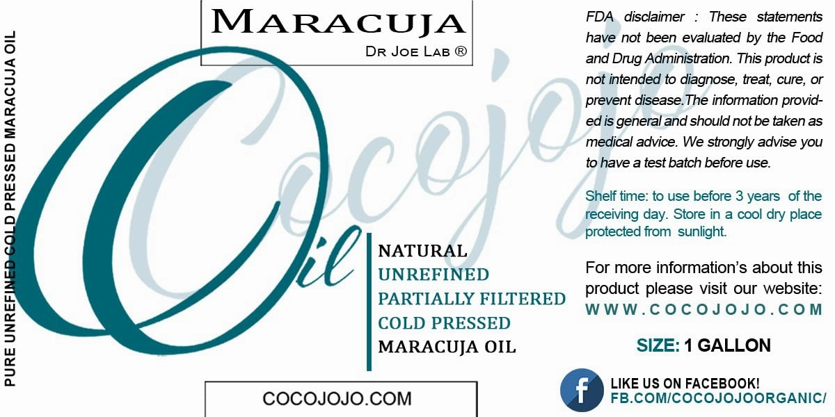 Dr Joe Lab Maracuja Oil - Passion Fruit Seed - Pure Filtered Carrier Oil for Face Skin Lips Body Hair Natural Virgin Moisturizer DIY Soaps Cream - Cocojojo, 1 Gallon (128 oz)