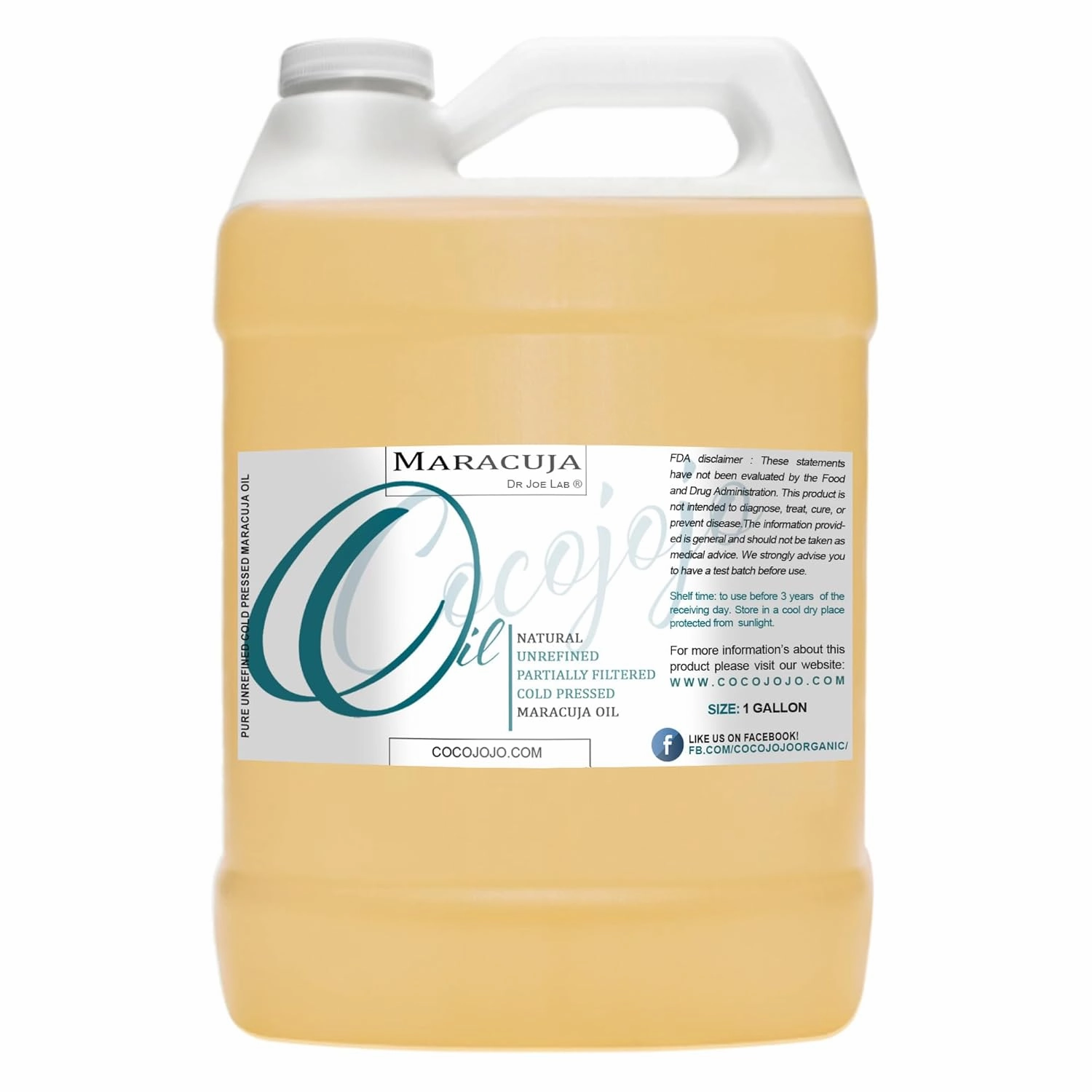 Dr Joe Lab Maracuja Oil - Passion Fruit Seed - Pure Filtered Carrier Oil for Face Skin Lips Body Hair Natural Virgin Moisturizer DIY Soaps Cream - Cocojojo, 1 Gallon (128 oz)