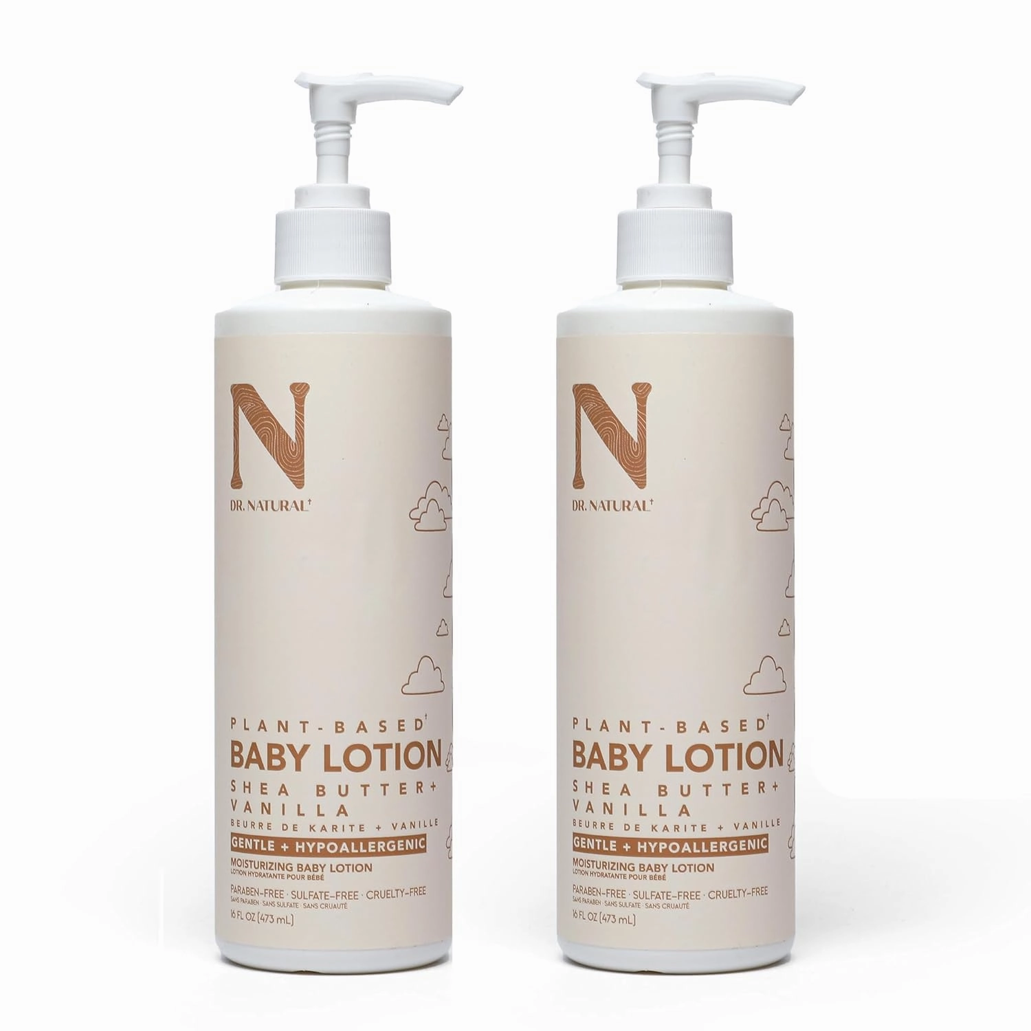 Dr. Natural Moisturizing Baby Lotion - Shea Butter Baby Lotion for Newborn and Kids - Sensitive Skin Body Lotion - Shea Butter and Vanilla - 2 pc