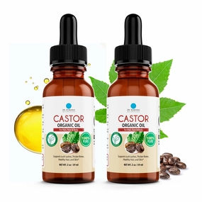 Dr. Robaina Organic Castor Oil – Cold-Pressed for Hair Growth, Eyelash & Eyebrow Care, Skin Hydration & Nail Strength – Pure Vegan Moisturizer – Made in USA, 4 oz