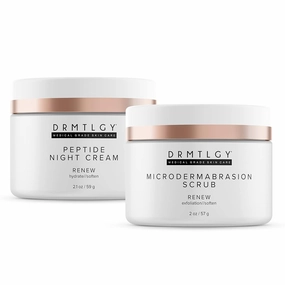 DRMTLGY Peptide Night Cream Face Moisturizer & Microdermabrasion Facial Scrub Set - Hydrating Face Moisturizer & Face Exfoliator 2 Pack