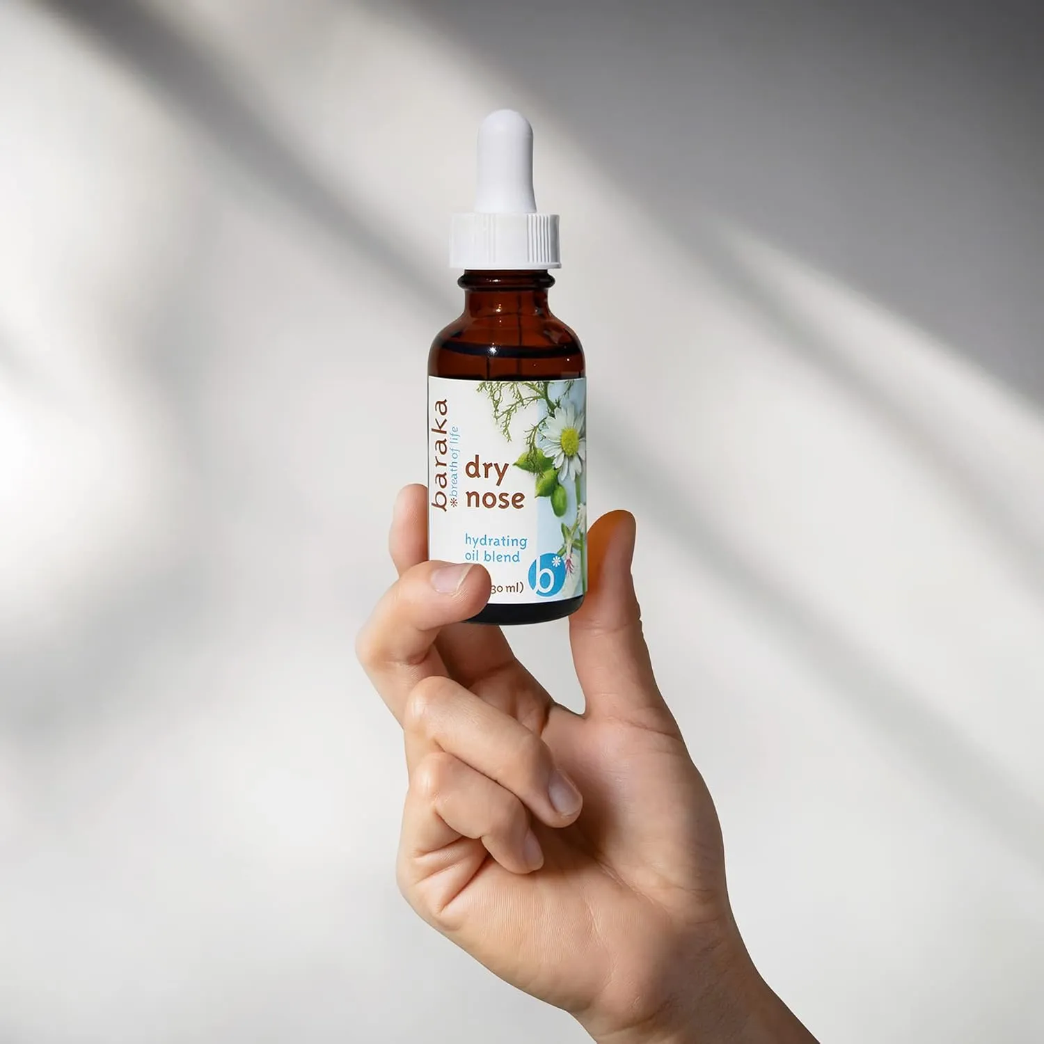 Dry Nose Nasal Moisturizer - Organic Essential Oils (Cardamom, Everlast, German & Roman Chamomile) in Sesame Oil Base - Hydrating Sinuses & Dry Nose - (1 oz Dropper Bottle)