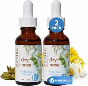 Dry Nose Nasal Moisturizer - Organic Essential Oils (Cardamom, Everlast, German & Roman Chamomile) in Sesame Oil Base - Hydrating Sinuses & Dry Nose - 2 Pack (1 oz Dropper Bottle)