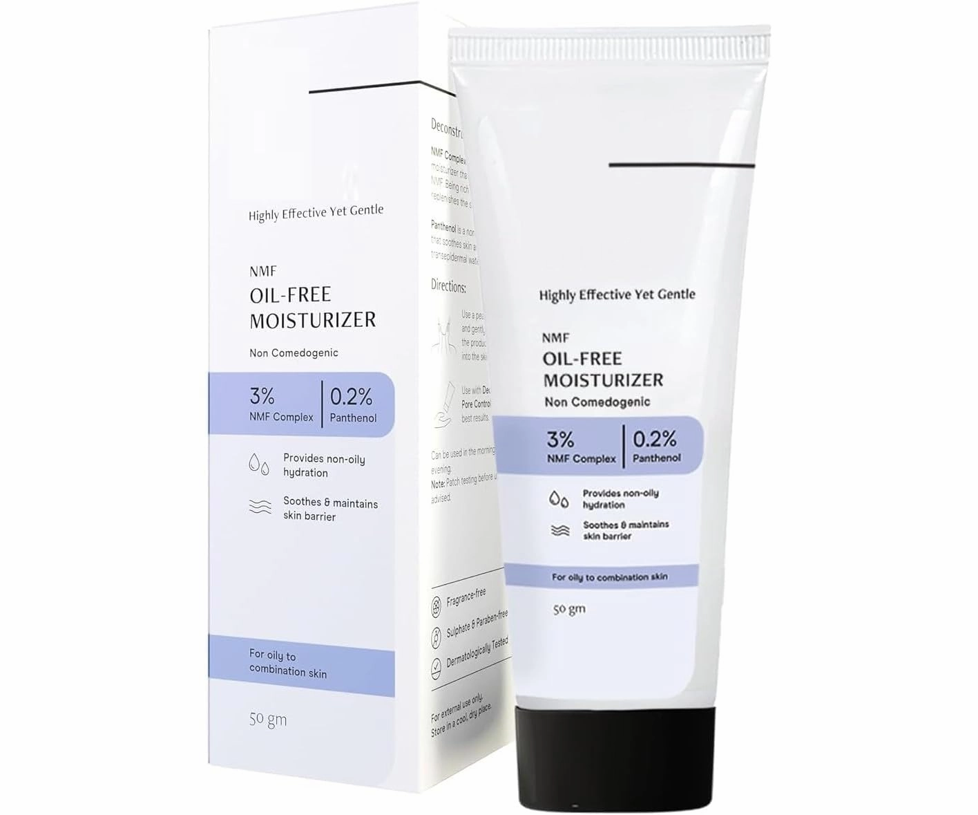 DURJA Oil-Free Moisturizer For Oily Skin | 3% NMF Complex   0.2% Panthenol | Lightweight Gel Moisturizer | For Oily to Combination Skin | 50gm