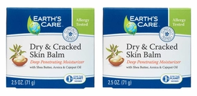 Earth's Care Dry and Cracked Skin Balm Moisturizer for Dry Skin - Cracked Hands Repair Cream - Foot Cream for Dry Heels 2.5 OZ. (2 Jars)