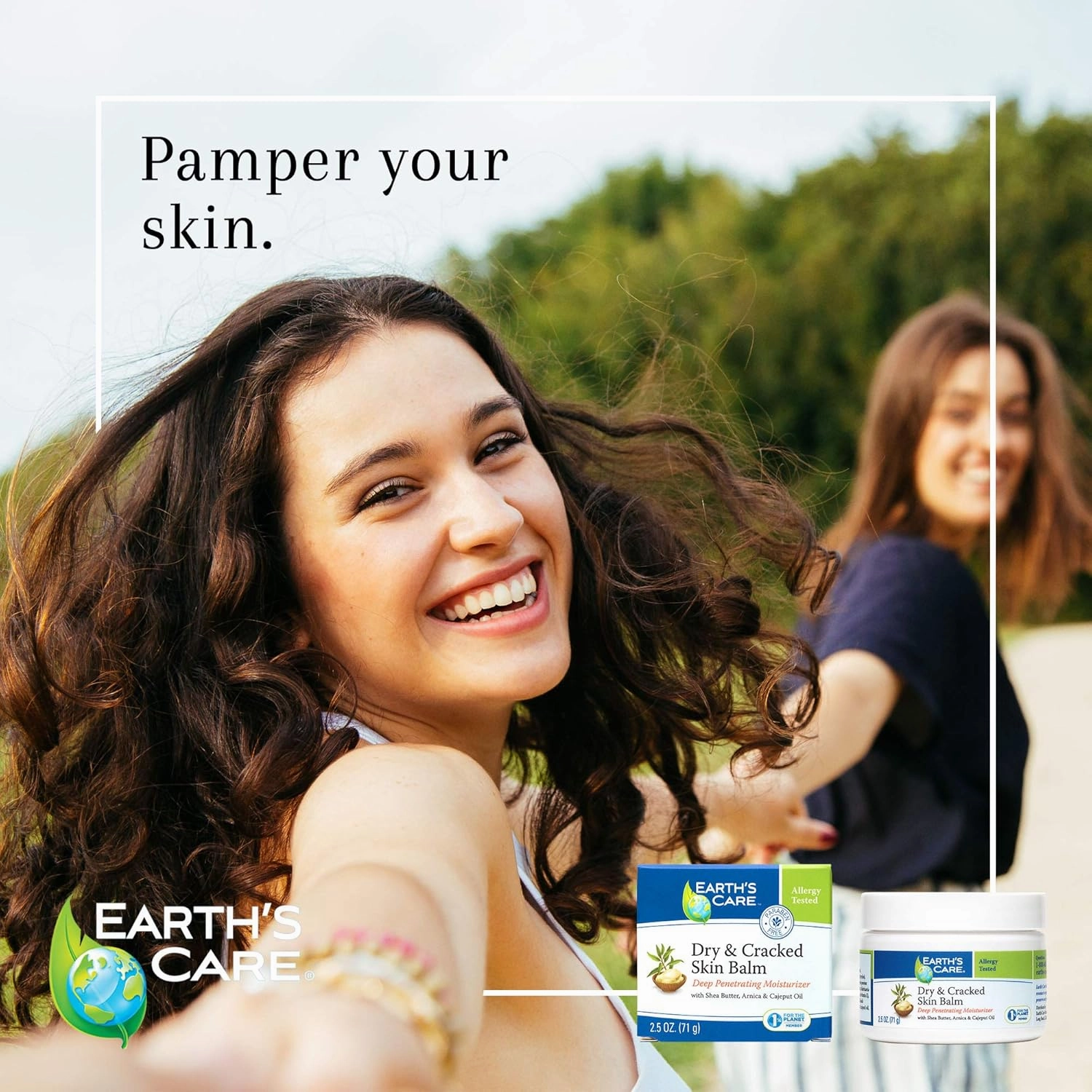 Earth's Care Dry and Cracked Skin Balm Moisturizer for Dry Skin - Cracked Hands Repair Cream - Foot Cream for Dry Heels 2.5 OZ. (2 Jars)