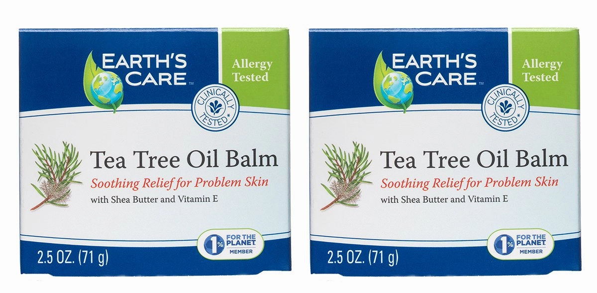 Earth's Care Tea Tree Oil Balm - Tea Tree Moisturizer for Problem Skin - Repair Cream with Shea Butter and Vitamin E 2.5 oz. (71 g) (2 Pack)