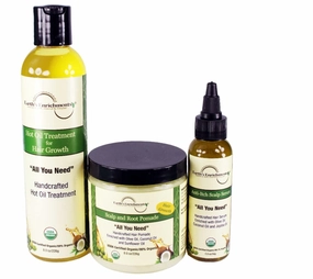 Earth's Enrichments Organic Pomade, Dry Scalp Anti-Itch Treatment and Hair Growth Oil Gift Set, USDA Organic, Each hair care product can be purchased separately