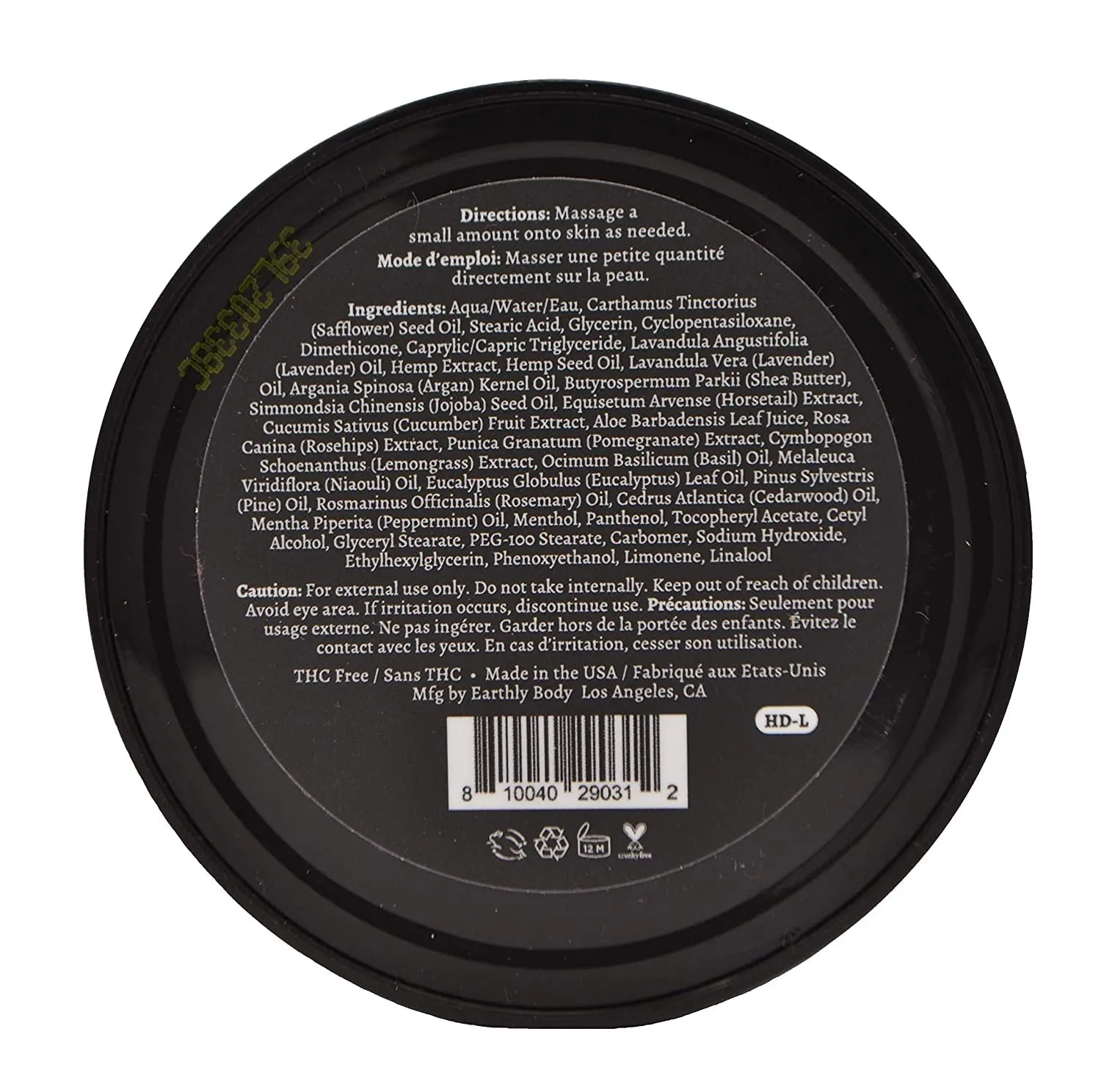 Earthly Body Intensive Cream - Topical Muscle, Knees, Joints, Back, Neck and Shoulder Rub - Organic Ingredients - 1.7 Ounces (Lavender, Pack of 2)