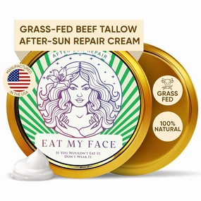 Eat My Face Grass Fed After Tallow & Aloe Sun Cream Repair, Beef Tallow for Skin with Shea, Cocoa Butter, Jojoba Oil, Sea Buckthorn, Vit E, 4.0 fl oz