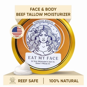 Eat My Face Tallow Quick Absorb Moisturizer – 4.0 fl Oz, Non-Greasy Grass Fed Pure Beef Tallow Vanilla Cream for Face, Neck & Body - Natural Vanilla Scent Moisturizer for All Skin Types, Made in USA