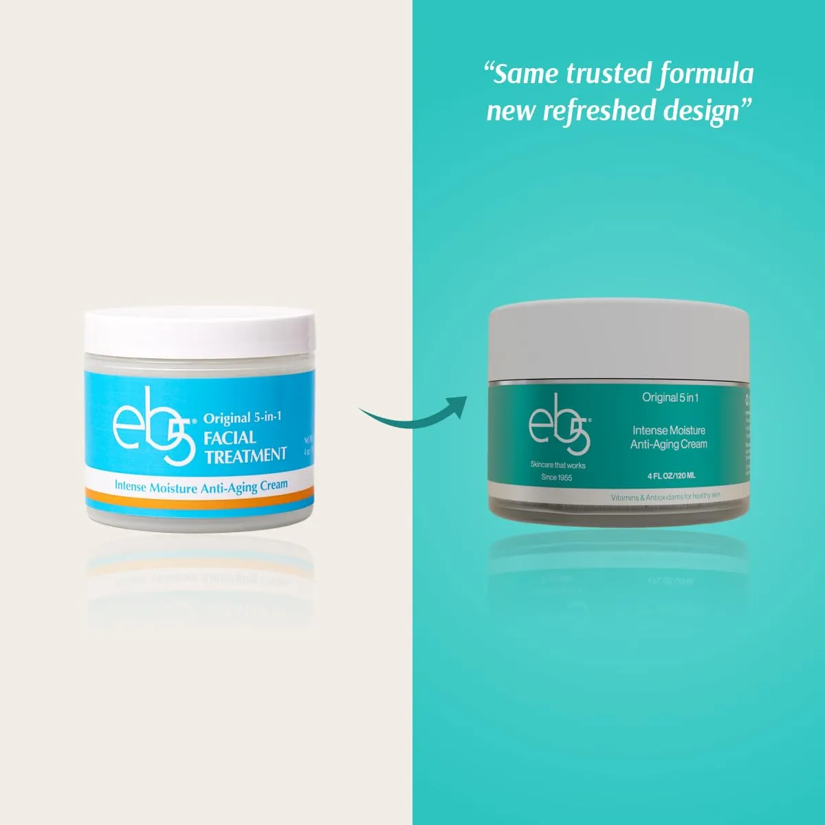 eb5 Intense Moisture Anti Aging Moisturizer Face & Neck Cream- Tone Tighten Skin with Retinol, Fade Fine Lines & Wrinkles with Vitamin E, A & B5-1.7oz.