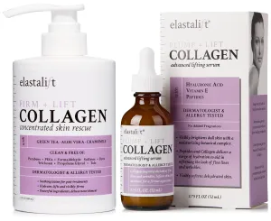 Elastalift Collagen Serum For Face   Collagen Body Cream & Face Moisturizer 2pc Skin Care Bundle| Collagen Face Serum   Body Lotion For Skin Tightening To Lift, Plump, & Firm Sagging Skin, 2PC Set