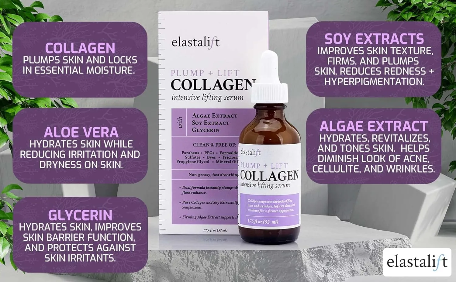 Elastalift Collagen Serum For Face   Collagen Body Cream & Face Moisturizer 2pc Skin Care Bundle| Collagen Face Serum   Body Lotion For Skin Tightening To Lift, Plump, & Firm Sagging Skin, 2PC Set