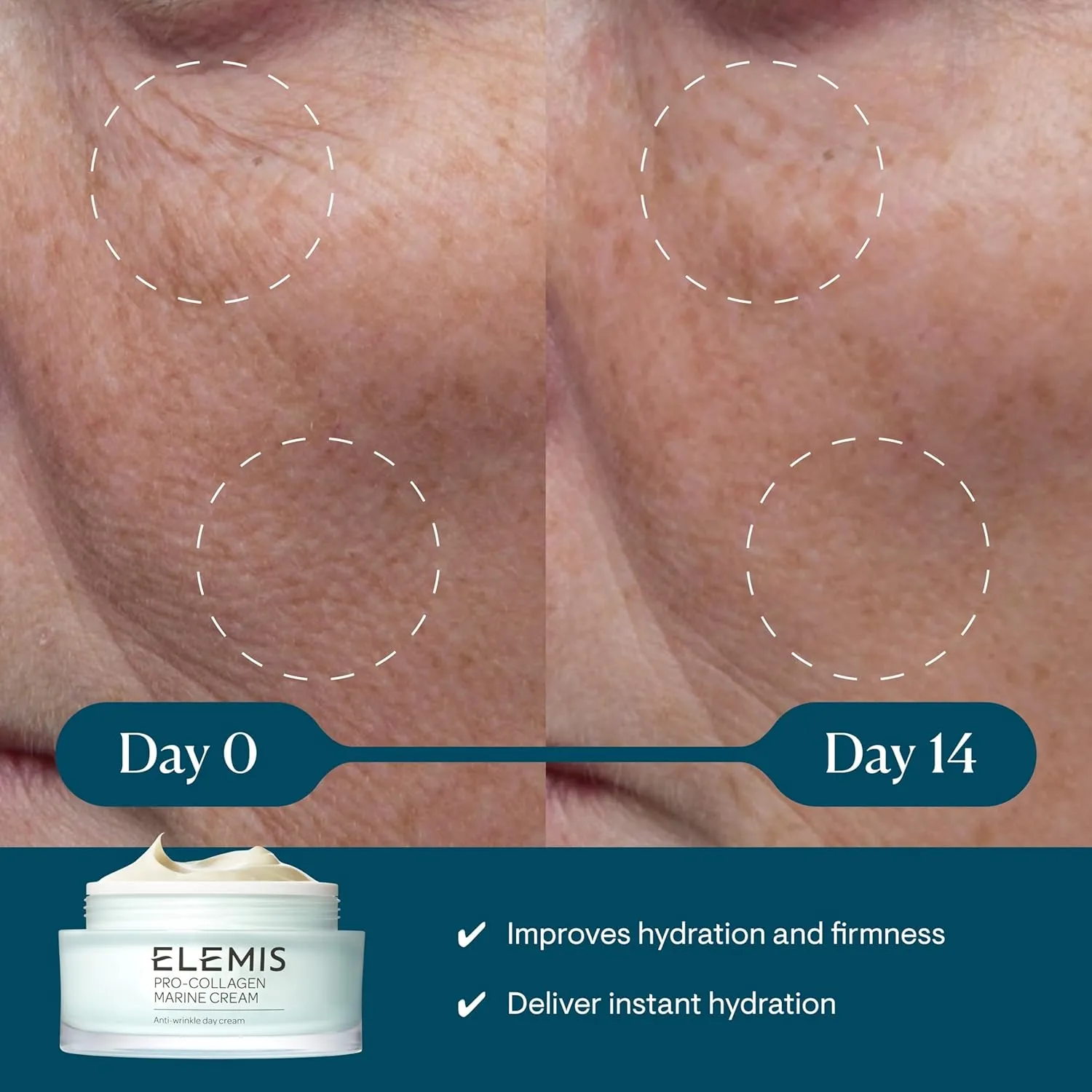 ELEMIS Pro-Collagen Marine Cream, Lightweight Anti-Wrinkle Daily Facial Moisturizer